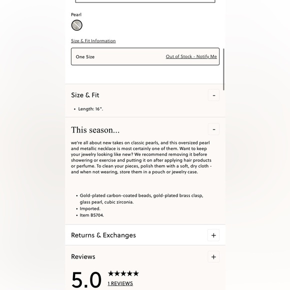 Jcrew Pearl and Metallic Ball Necklace NWOT - Picture 3 of 6